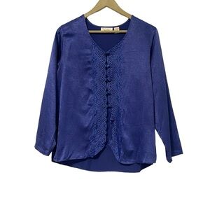 Vintage Victoria’s Secret Gold Label Small Indigo Purple Satin Sleep Shirt